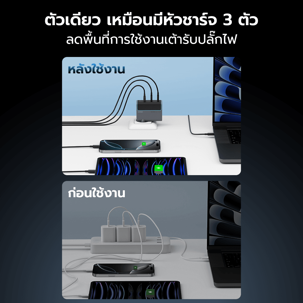 หัวชาร์จเร็ว CUKTECH AD1003T 100W สีเทา GAN3 รองรับชาร์จไว_4